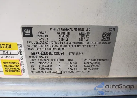 2014 Buick Enclave Premium from USA, damaged, VIN 5GAKRCKD4EJ129524